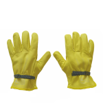 Reinforced short split leather gloves with wrist strap