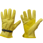 Reinforced short split leather gloves with wrist strap - Image 2
